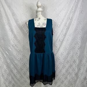 Camilla Tree Boutique Teal Blue Black Lace Sleeveless Dress Size L